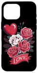 Coque pour iPhone 16 Pro Max Love Heart And Roses Présentoir floral romantique