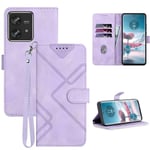 GOTOURED for Moto Edge 40 Neo Wallet Case,2023 Leather Stand Card Holder,Wrist Strap,Magnetic Closure,Shockproof Protective Kickstand Flip Cover Basic Cases (Purple)