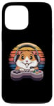 Coque pour iPhone 13 Pro Max Gamer Hamster Jeu vidéo de style rétro pour enfants et adolescents