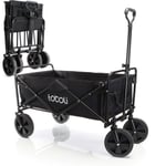 Chariot Enfant Pliable Noir 100 kg Poignée Télescopique Transport Outils Tout-terrain Plage - Toboli