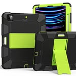 Compatible with iPad 12.9 Inch Tablet Protective Case, Silicone PC Two Colours Stand Tablet Protective Case, Black & Yellow-Green