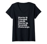 Womens Yoga | Warrior Triangle Cobra Warrior Pyramid Chaturanga V-Neck T-Shirt