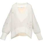 Fam V-Neck Sweater - White Alyssum