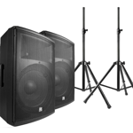 Högtalarset Bi-amp 15", 2st 15" aktiva PRO högtalare + 2st stativ PAK-178.266-2