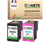 COMETE - 304XL fabriqué en France - 2 Cartouches d'encre Compatibles avec HP 304 XL sans Affichage du Niveau d'encre - pour Cartouche HP 304 AMP Envy DESKJET - 1 Noir 1 Couleur