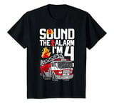 Youth 4 Year Old Firefighter 4th Birthday Boy Fire Truck 4yr T-Shirt