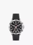 BOSS Men's Troper Chronograph Leather Strap Watch, Black 1514055