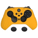 PlayVital Housse de Protection pour Xbox Elite Série 2 Manette,Coque en Silicone Souple pour Xbox Elite Série 2 Controller,Grip Cover avec Capuchon Joystick-Jaune Attention(Édition Samouraï)