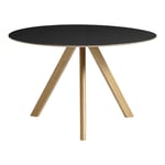 HAY - CPH20 2.0 Table Lacquered Oak Frame Ø120 X H74 Black Linoleum Tabletop Lacquered Edge - Matbord - Ronan & Erwan Bouroullec - Svart - Trä