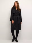 KAFFE Lena Knee Length Trench Coat, Black Deep