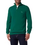 GANT Coton piqué Demi-Fermeture éclair Pull-Over, Vert forêt, XXL Homme