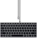 Clavier Slim W1 Rétroéclairé avec Câble - QWERTY Américain - Rétroéclairé, USB-C - Clavier Lumineux pour MacBook Pro/Air, iPad Pro/Air, Mac Mini, iMac et Plus - Gris Sidéral, Disposition US