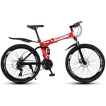 ERGONOMIC DESIGN Adjustable Comfortable Saddle Bike,Resistance To Friction High-carbon Steel Bike,34.1 Inch 24 Speed 40 Spoke Circle Mountain Bike-Red 34.1 inch/24 speed