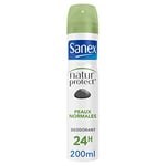 SANEX - Spray Déodorant Natur Protect Peaux Normales - Déodorant pour Homme et Femme à la Pierre d'Alun - Efficacité 24 h - Sans Alcool, Sans Colorants - 200 ml