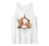 Boho Nativity Scene Savior of the World Christmas Tank Top