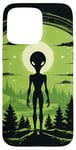 Coque pour iPhone 15 Pro Max Tête d'extraterrestre verte mignonne visage OVNI || Alien