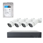 PNI House IPMAX POE 8 video surveillance kit, NVR with 4 POE ports, 4 x 8MP IP cameras, color nightvision, 1TB HDD included