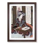 Big Box Art Lady Writing a Poem by Yashima Gakutei Framed Wall Art Picture Print Ready to Hang, Walnut A2 (62 x 45 cm)