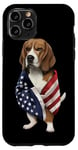 Coque pour iPhone 11 Pro Beagle Dog Patriot Wrap dans le drapeau des USA American Spirit