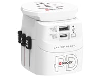 Världsreseadapter PRO Light USB AC45PD World PD 45W Jordad