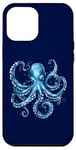 Coque pour iPhone 14 Pro Max Poulpe bleu cool pour amoureux de la mer, de l'océan, des tentacules