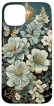 iPhone 15 Plus Sage Green Wildflower Floral Moon Flower Botanical Case