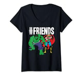 Marvel Thor and Hulk #FRIENDS Classic Retro T-Shirt avec Col en V