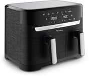 Moulinex Friteuse sans huile, Capacité 8,3 L, Jusqu'à 8 personnes, 7 programmes automatiques, Ecran tactile digital, Économie d'énergie, Air Fryer, Application dédiée, Easy Fry Dual EZ901820