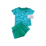 Nike baby boy Tick Green Blue T Shirt Shorts 2pc Set size 12 months NWT