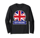 Hertfordshire - English county name Union Jack flag design Long Sleeve T-Shirt