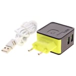 Adaptateur Secteur Universel 2 Ports USB 2.4A + Câble iPhone - S