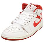 Nike Air Jordan 1 Mid Se Mens White Red Fashion Trainers - 8 UK