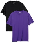 Amazon Essentials Men's T-Shirt Regular-Fit Short-Sleeve Crewneck, Pack of 2, Black/Dark Purple, S