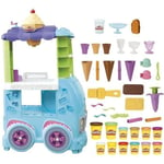 PlayDoh Camion de glace géant, Coffret Kitchen Creations, 27 accessoires, 12 pots de pâte à modeler, sons réalistes, dès 3 ans