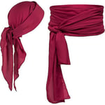 Piratdräkttillbehör Set Retro Durag Långsvansad Pirathatt Stor Sash Medeltida Renässans Tema Cosplay Klä Upp För HalloweenfestBY Wine Red