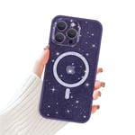 Newseego Coque iPhone 13 Pro Max Brillante pour Fille Femme [Compatible avec MagSafe], Coque Magnétique Transparente Mignonne Ultra Mince Housse de Protection Antichoc pour iPhone 13 Pro Max-Violet