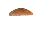 Parasol droit à franges - Acier et finition bois - Marron - D2m - HAWAI  