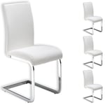 Idimex - Lot de 4 chaises leticia, en synthétique blanc