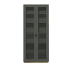 Asplund - Snow Cabinet F D30 Glass Doors - Green Khaki, Ek Sockel - Vitrinskåp