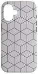 Coque pour iPhone 16 Gray Hexagons 3D Cubes Geometric Optical Illusion Pattern