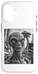 iPhone 16 Funny Graphic Grey Alien Selfie Case