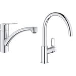 GROHE QUICKFIX Start Robinet de cuisine évier Start, rotation 140°, robinet de cuisine installation et nettoyage facile, chromé, (Import Allemagne) & Mitigeur Monocommande Evier Bec C Bauloop 31368001