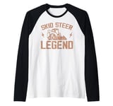 Never Underestimate An Old Man With A Skid Steer Raglan Baseball Tee