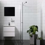 Bathlife Allsidig Dusjhjørne 80x100 cm, Sølv profil/Frostet glass - 40790699