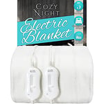 Cozy Night Electric Blanket Super King Size With 3 Heat Settings - Dual Control, Luxury Polyester Underblanket, Machine Washable, Overheat Protection (182 x 200cm Super King)