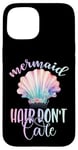 iPhone 15 Black Mermaid Hair Dont Care,Rainbow Mermaid Hair Don't Care Case