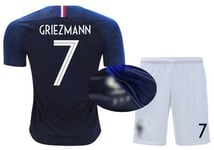 HCLKSTORE Garçon Ensemble de T-Shirt et Short Maillot de Football France 2 Étoiles Soccer Jersey Manche Courte pour Enfant Vêtements de Football pour Garçon- T-Shirt et Short,T26 (Taille 140-150),Bleu 7 Griezmann