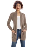 GRACE KARIN Cardigan à Manches Longues Hauts Femme Pull Gilet Long Casual Loose Manteau Tricot Automne Hiver Poches Classsique Rouge Brun L