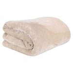 Plaid sherpa effet nid d'abeille 180x220 cm Beige rosé