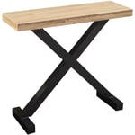 Console d'entrée, meuble d'entrée en bois coloris chêne nordique, pieds en métal noir - Longueur 90 x profondeur 30 x hauteur 80 cm Pegane